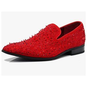 Men's Vintage Spike Dress Loafers Slip On Fashion Shoes Classic Tuxedo Dress wbr